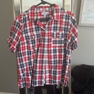 liberty Red and Blue Plaid Women's Top